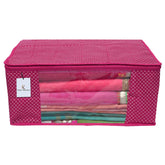 Kuber Industries Hathkadi 2 Piece Cotton Saree Cover, Pink